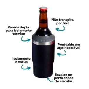 "Copo Térmico Termolong Preto 420ml – Tecnologia de isolamento térmico de 6 horas para bebidas geladas.