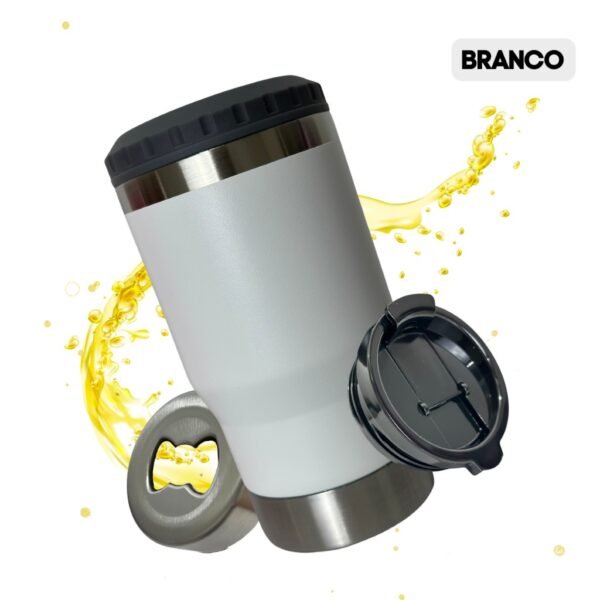 Copo Térmico Termolong Branco 420ml – Aço inox e isolamento térmico para bebidas geladas