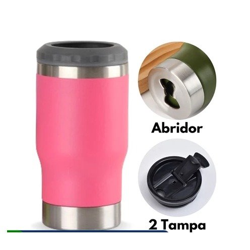Copo Térmico Termolong Rosa 420ml – Mantém bebidas geladas por até 6 horas, com isolamento térmico de parede dupla