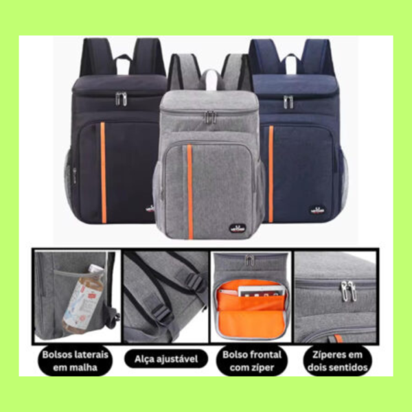 Mochila térmica Termobag com capacidade de 18 litros, ideal para manter alimentos e bebidas na temperatura ideal durante o transporte.
